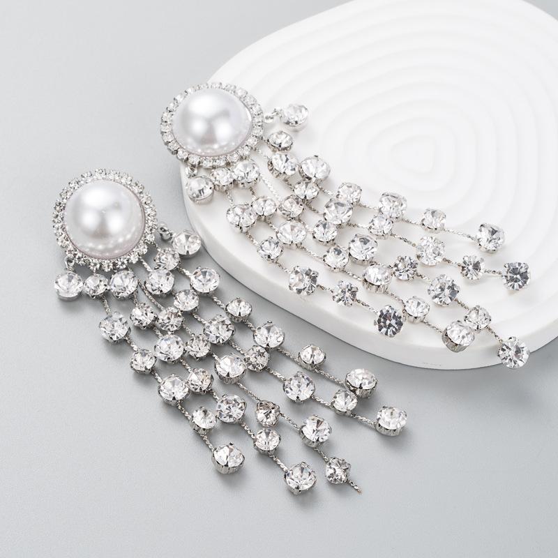 

Женские длинные серьги-капли из титанового стального сплава, серьги-подвески, акриловые красочные хрустальные жемчужные кисточки, геометрические украшения для ушей OneSize серебряный