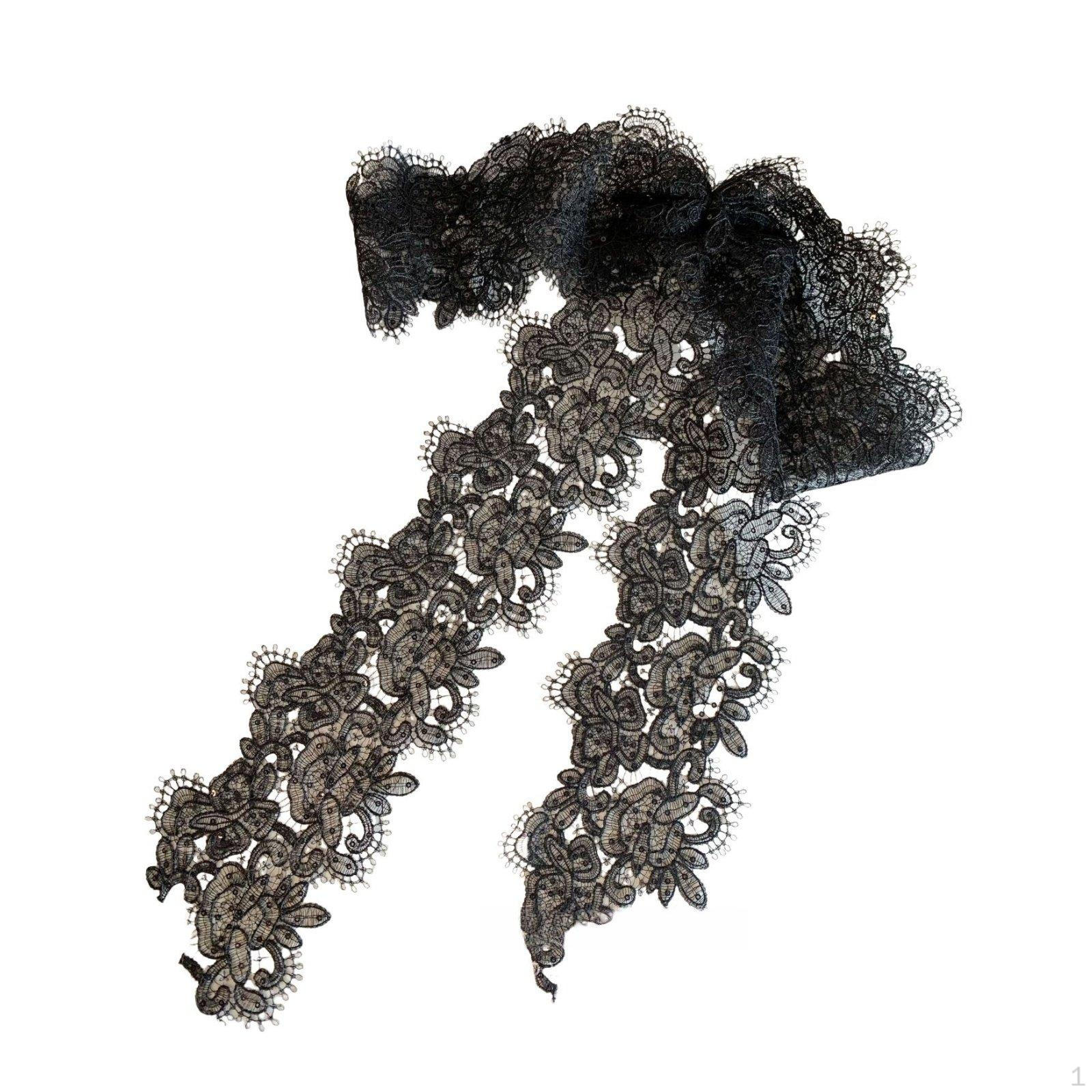 French Style Hair Barrette Elegant Design Long Tail Lace Bow Standout Accessory Large Ponytail чёрный