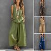 Women's Summer Sleeveless 2 Piece Outfit V Neck Top And Wide Leg Pants Set Casual Vacation Matching Lounge Set