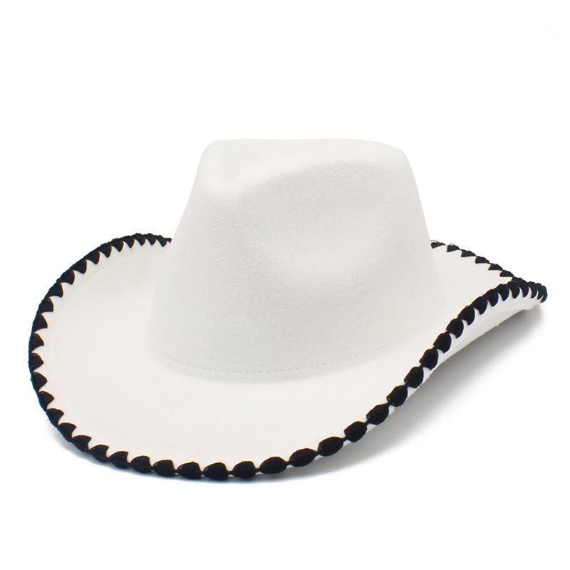 Gekräuselte Woll-Cowboyhut Europäische und amerikanische Männer und Frauen Saum Personalisierter Jazz-Zylinder Tibeter Filzhut Retro-Zylinder