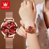 OLEVS Luxury Love Heart Diamond Ladies Watches Stainless Steel Mesh Strap Waterproof Quartz Wristwatch for Women Gift