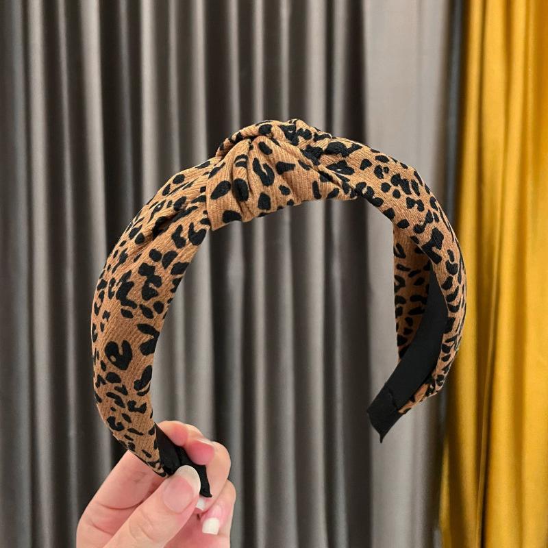 Fashion Women's And Girls Leopard Print Headband With Center Knot for Ladies Daily Casual Hair Hoops Accessories