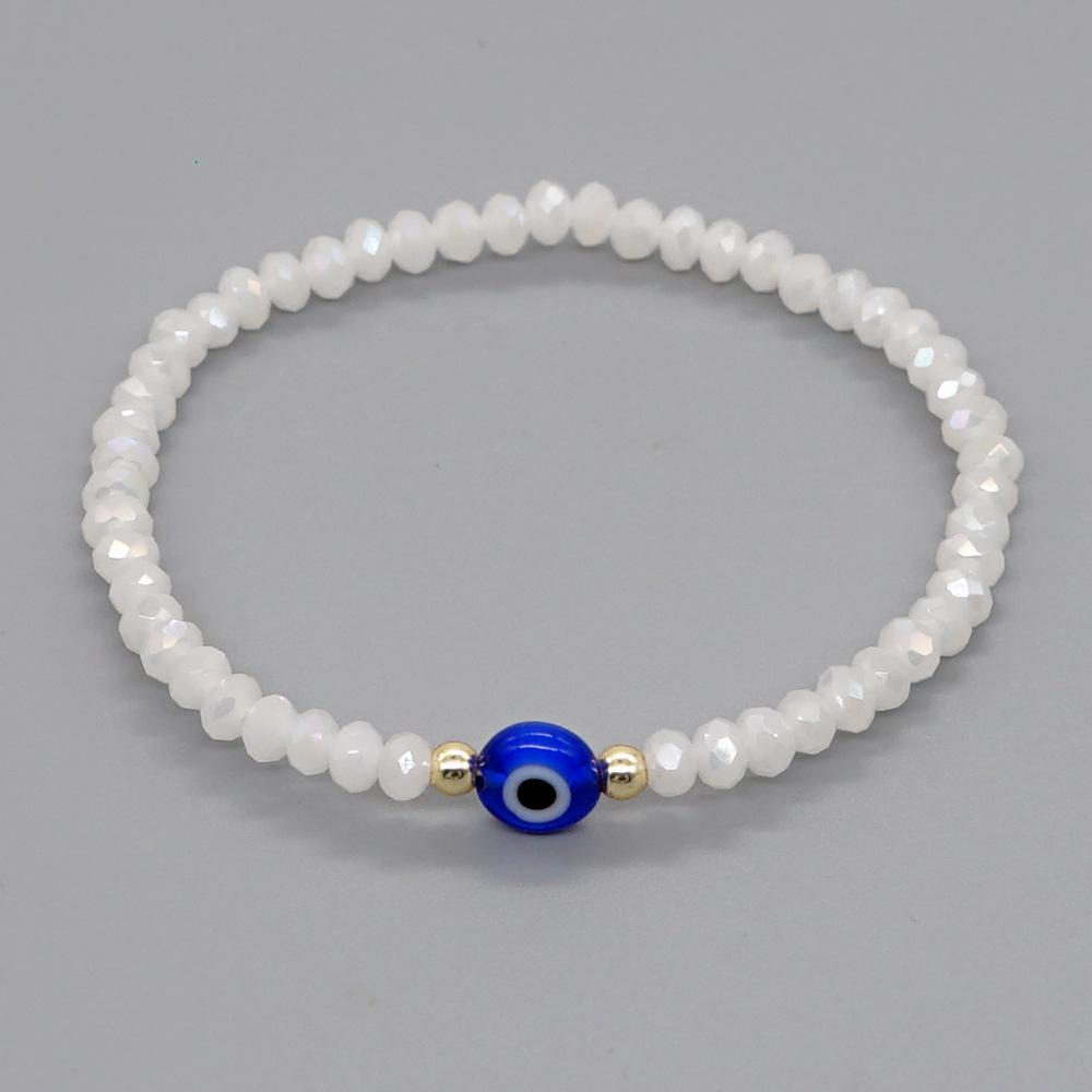 1pc Evil Eye Bracelet for Women Fashion Couple Jewelry Solid Colorful Faceted Crystal Beaded Bracelets Summer Jewellery Gift