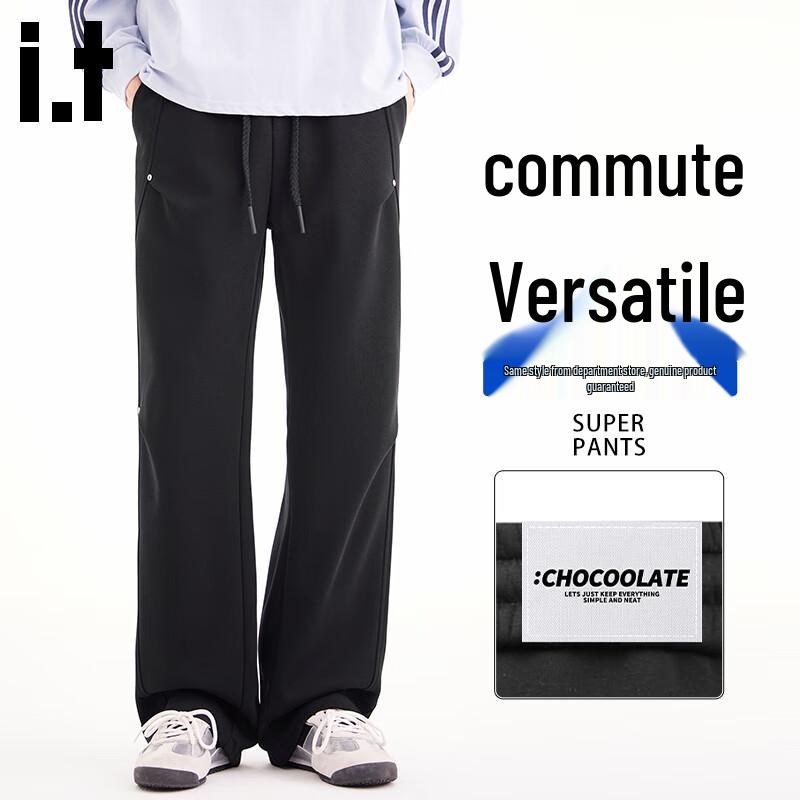 :CHOCOOLATE Men's Pleated Straight-Leg Casual Pants