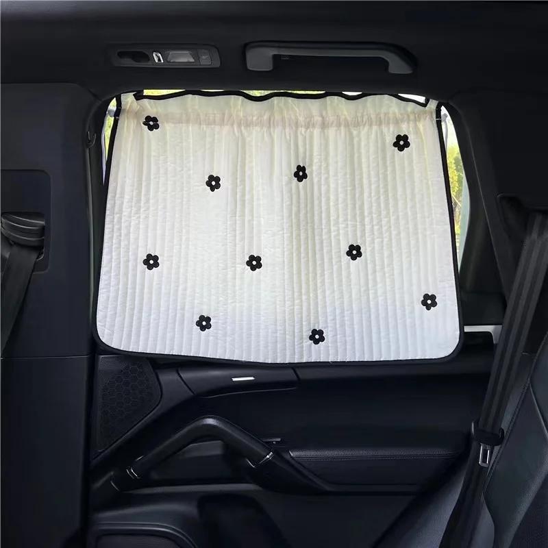 Car Baby Blackout Window Sun Cover Flower Thick Curtain For Vehicle Interior Rear Sunshade Infant Children Auto Curtain Side Car