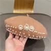 Autumn And Winter Wool, Pearl, Rhinestone, Beret, Female Korean Version, Japanese Trendy And Fashionable Painter Hat