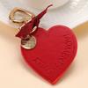 Women Leather Heart Keychain  Leather Heart Shape Keychain Car Key Holder Home Key Ring Charm Bag Car Pendant Gift