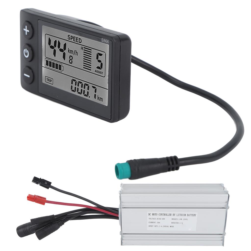 Bicycle Lithium Conversion Controller Kit Waterproof with 30A Bicycle Controller S866 Display Panel DIY Modified