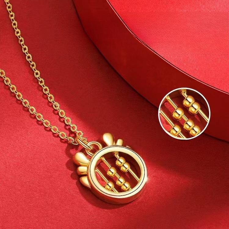 Business Dragon Abacus Pendant Necklace Women's New Dragon Clavicle Chain Necklace