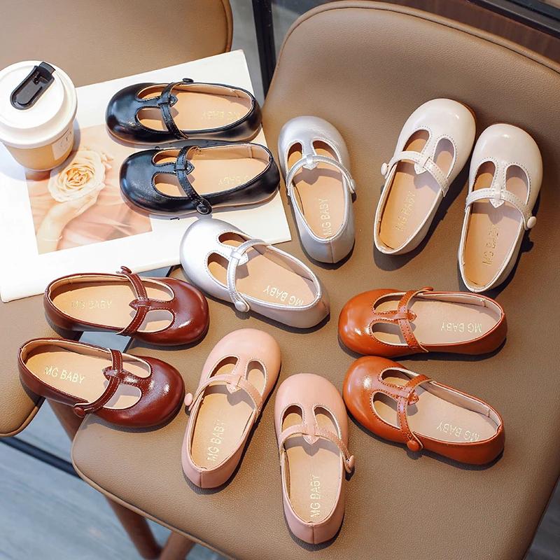 Toddler Girl's Mary Janes Vintage Six Colors Shallow Autumn Children Flat Shoes 21-35 Round Toe Non-slip Classic Light Kids Shoe