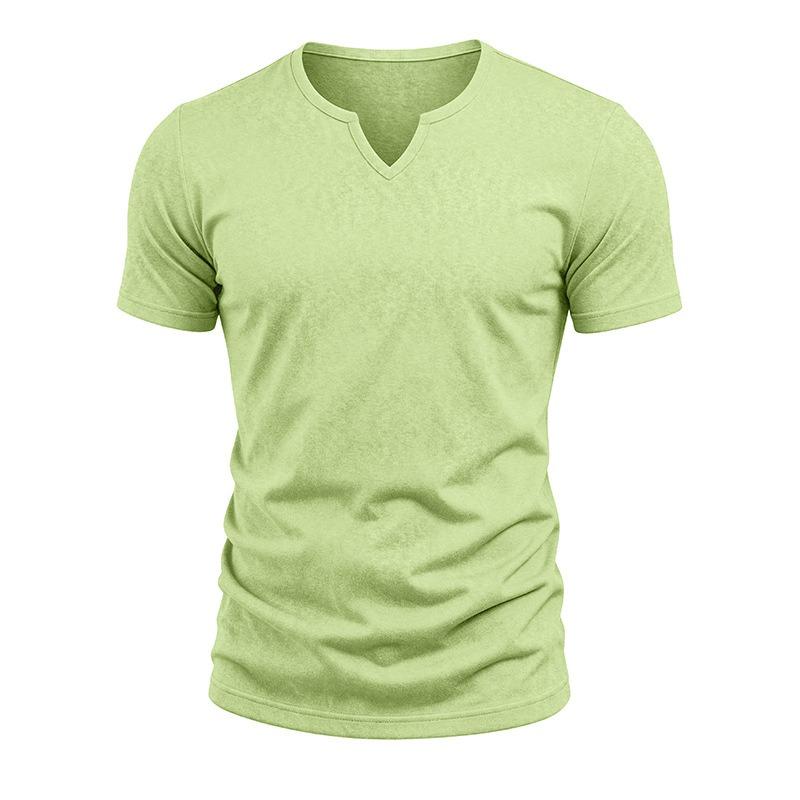 Men Casual Summer Loose V Neck Short Sleeve Solid T Shirt