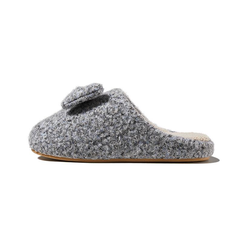 Puxi Women's Winter Floral Cotton Bowknot Slippers - Non-slip, Warm, Plush Indoor Footwear for Women and Men.
