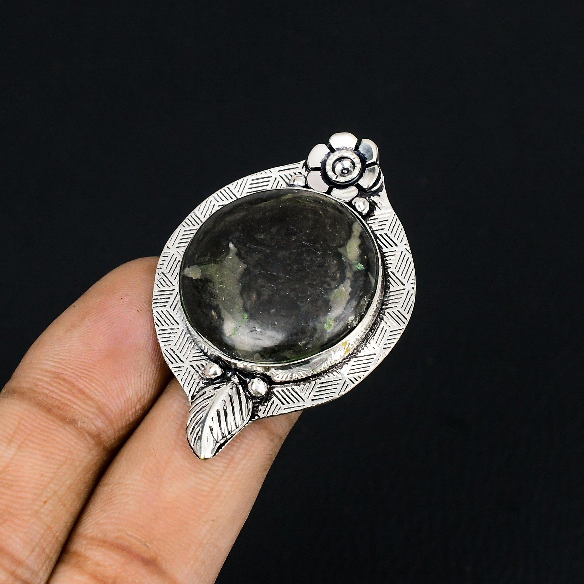 Natural Gabbro Jasper Gemstone Multi Stone Flower Ring Size 7 925 Silver 7
