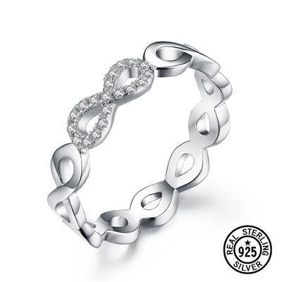 925 Sterling Silver Ring Twist Zircon Infinity Bridal Band Rings For Women Eternity Promise Statement Engagement Jewelry