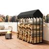 Outdoor Log Storage Rack, Cover, 600D Oxford, 1.9 m³, Steel, 186 x 70 x 185 cm, Black