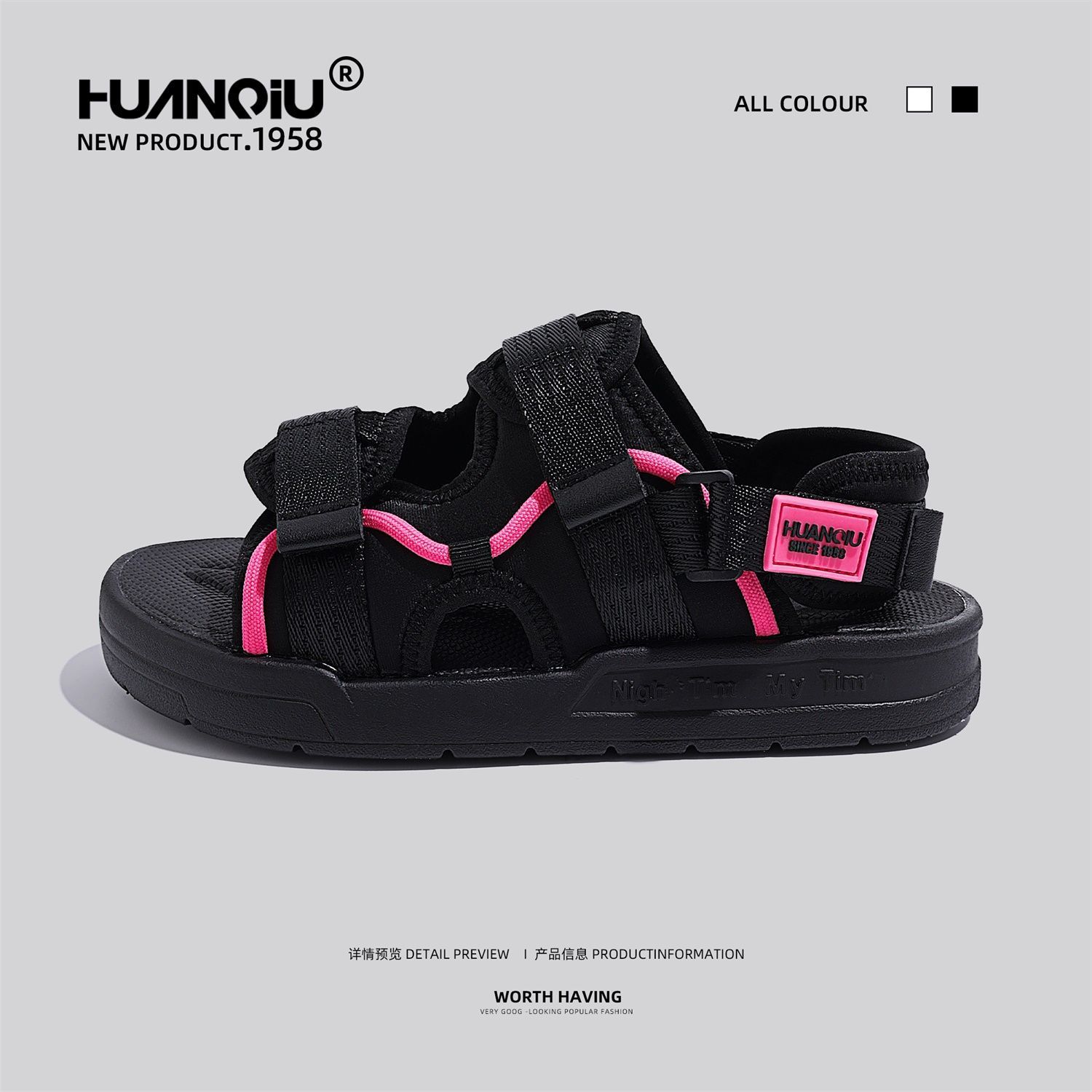 

Global ZHQ6061 sports sandals women s summer new high-value flat-heeled flat-bottomed Velcro casual beach 35