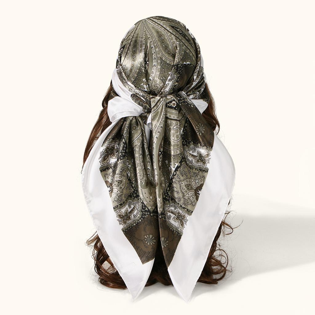 90cm Leopard Print Square Scarf Satin Silk Headband Muslim Woman Hijab Lady Fashion Hairwrap Rock Style Headscarf Islam Turban