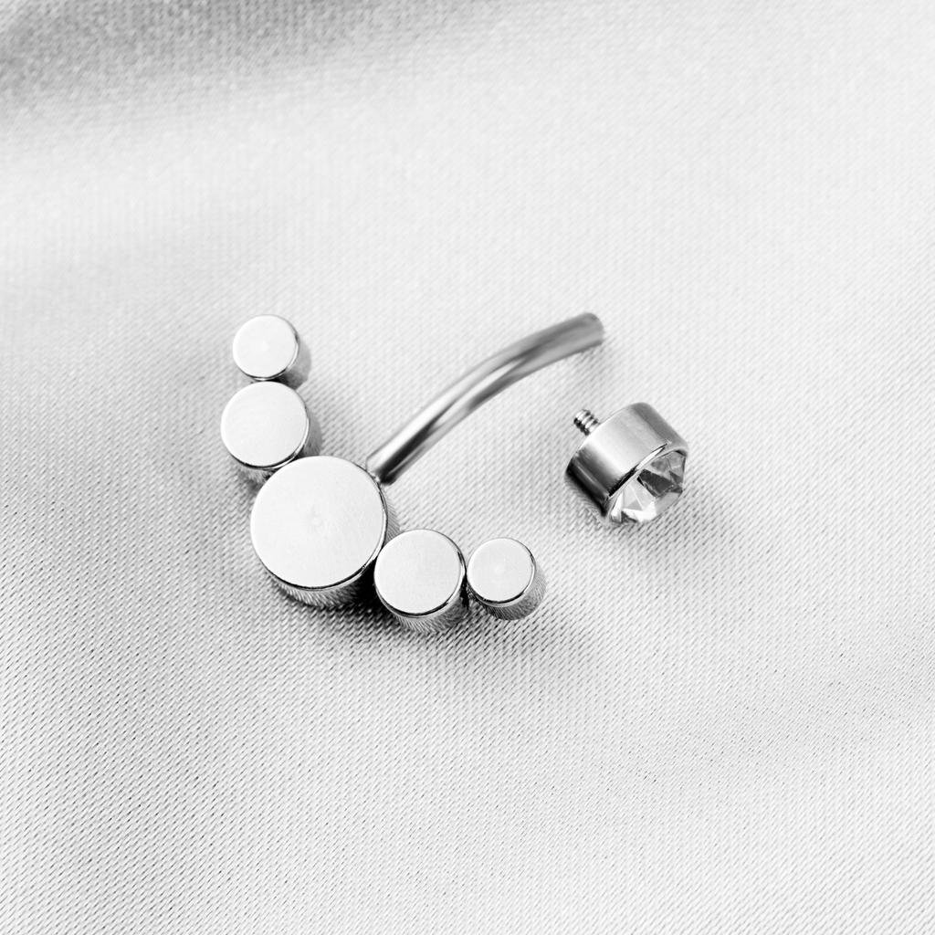 Stainless Steel Zircon Navel Ring Navel Nail Inner Tooth Curved Rod Puncture Navel Jewelry