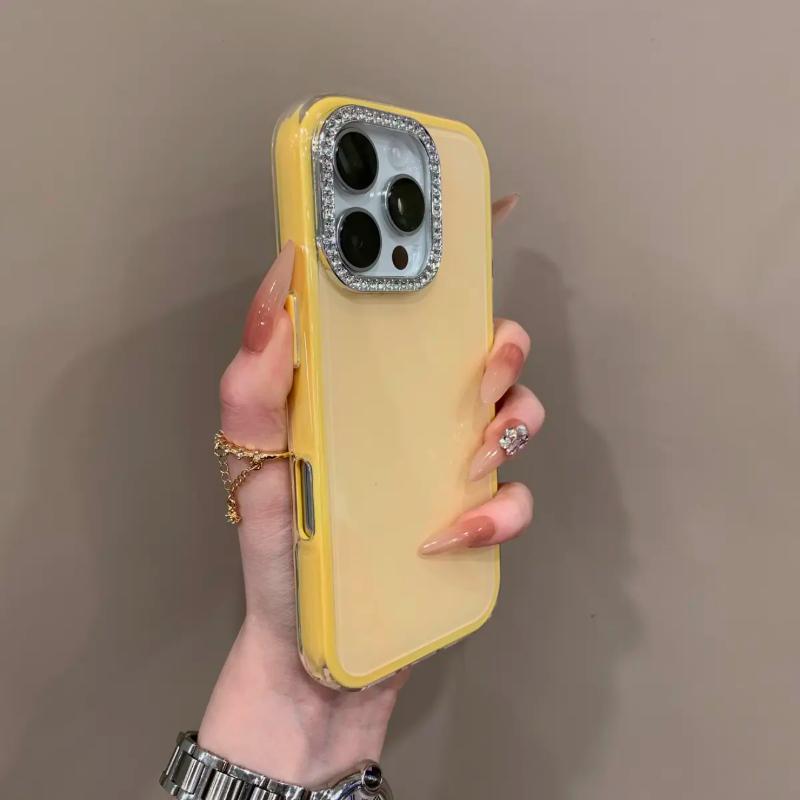 Ins Style High-value Flash Pink Diamond with Lens Film, Suitable for iPhone16promax Mobile Phone Case, New Candy Color 1