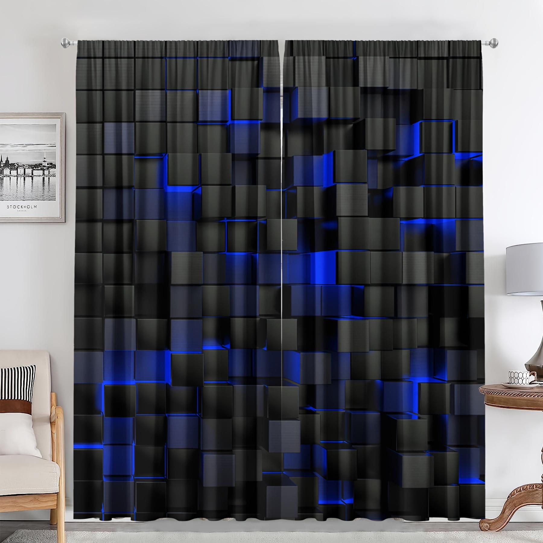 

2 шт. Футуристические шторы с шестиугольным принтом, Цифровая печать, Полиэстер, для гостиной, спальни, кухни, домашнего декора W60xH100(CM)x2pcs&Rod Pocket