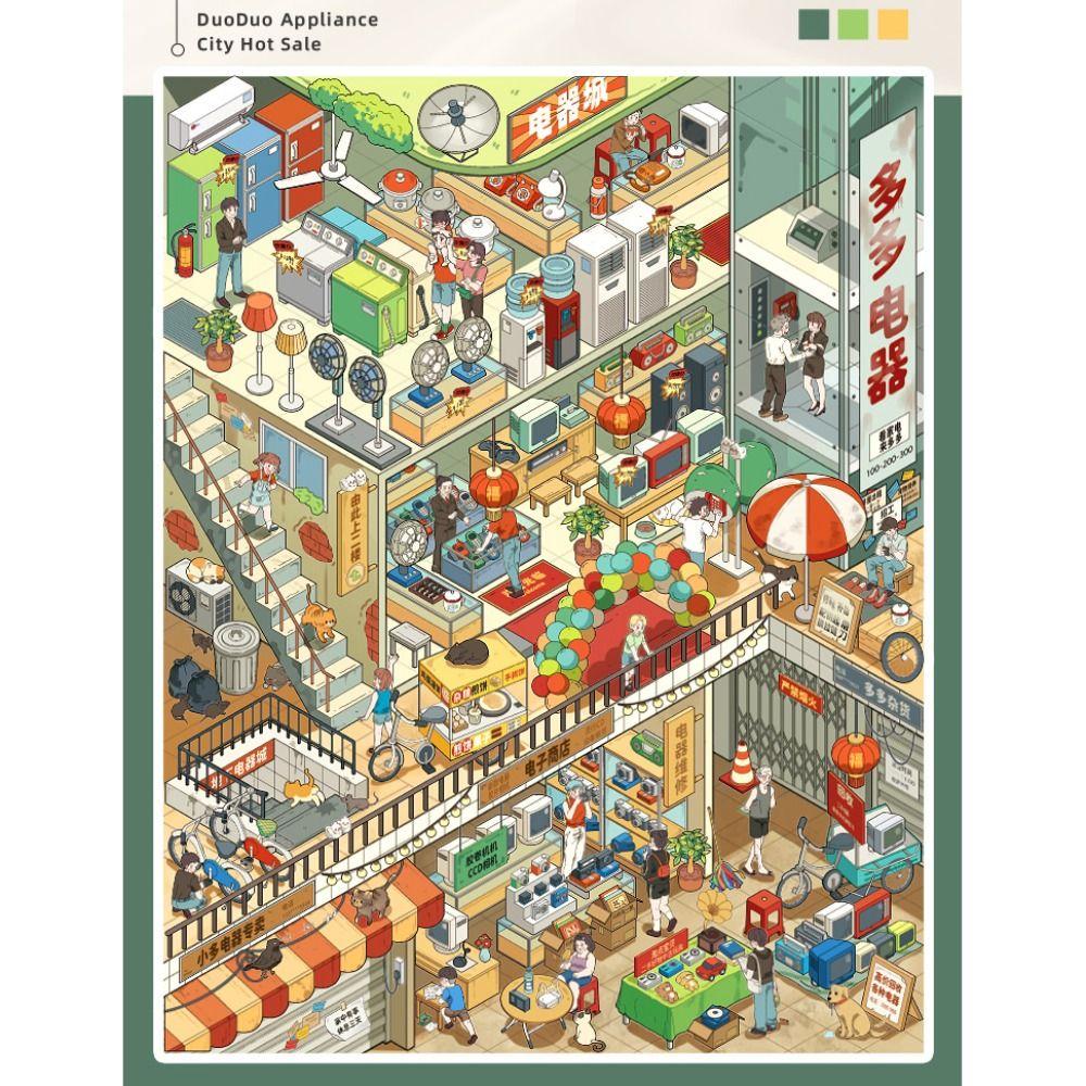Die-cut Miniature Scene Collection Book DIY Decompression DIY Cabin Scene Toy Visual Stacking Game Stickers Collection Book