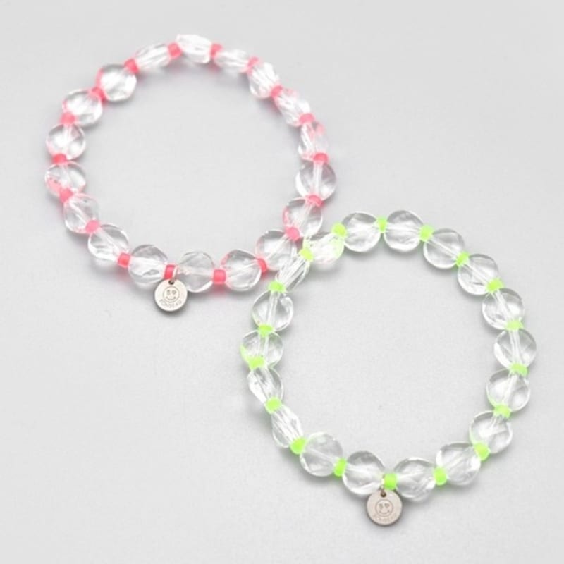 BONBEAU Bright cutting glassball beads mix Bracelet Transparent ball neon color beads smile charm bracelet