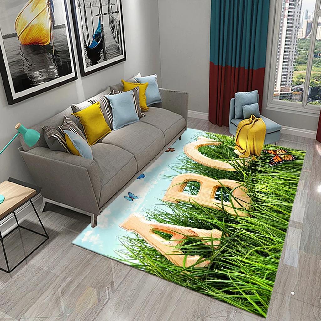 3D Letter Art Carpet Kitchen Bathroom Entrance Door Anti-Slip Mat Carpet Doormat Living Room Bedroom Home Decor Floor Mats Rug