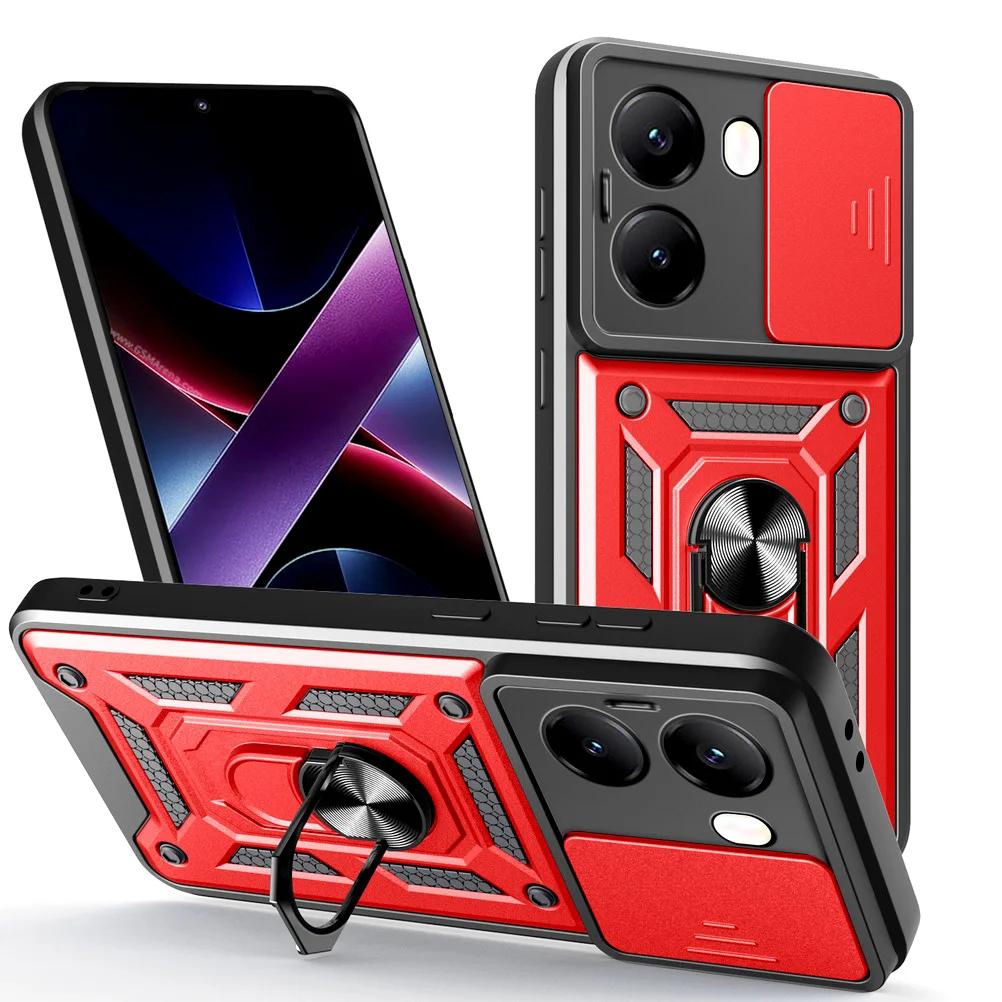 Rugged Armor Lens Camera Protect Case for XiaoMi POCO X7 Pro X7 F6 M6 X6 Pro Neo F5 Pro X5 F4 GT X4 F3 Hybrid Metal Ring Holder Cover