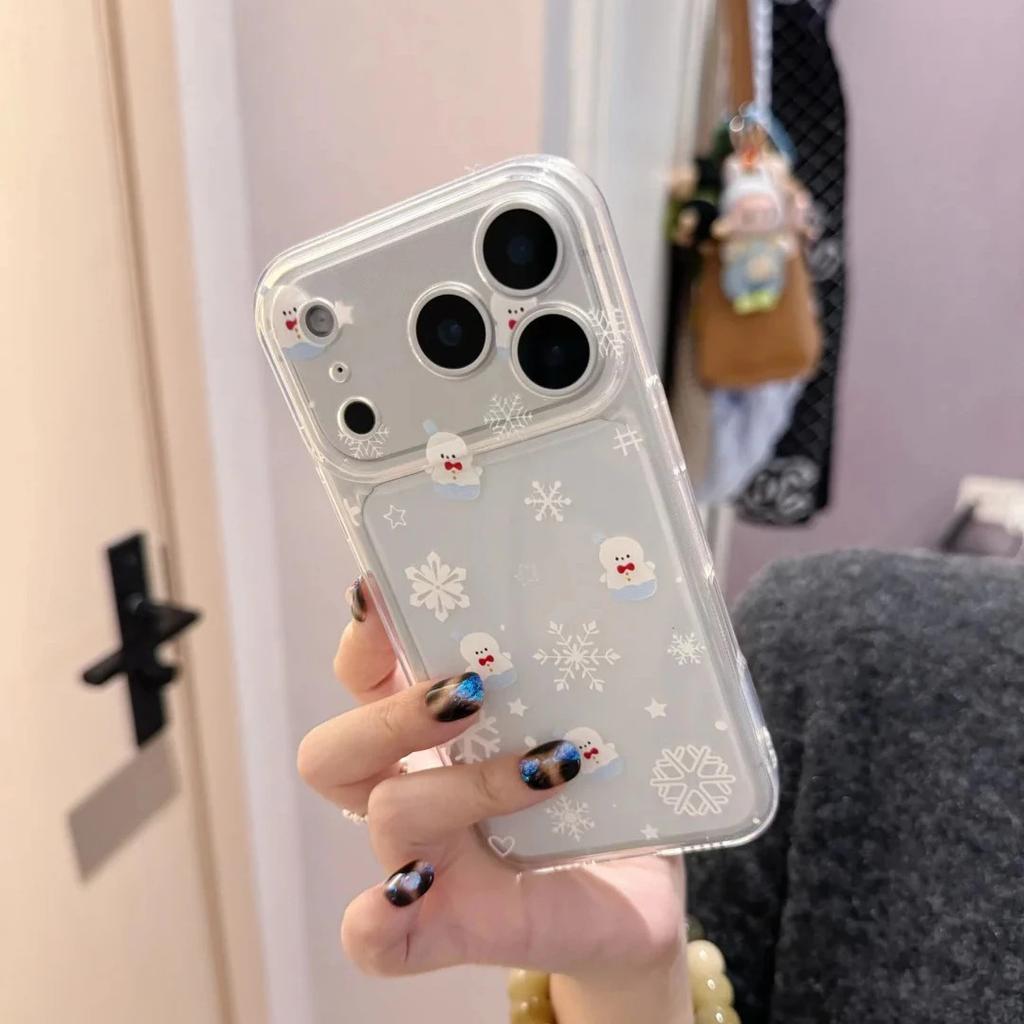 Ins Niche Winter Snowman Suitable for Apple 16/17Pro Mobile Phone Case IP15 Transparent Space Case 14/13 Soft 12