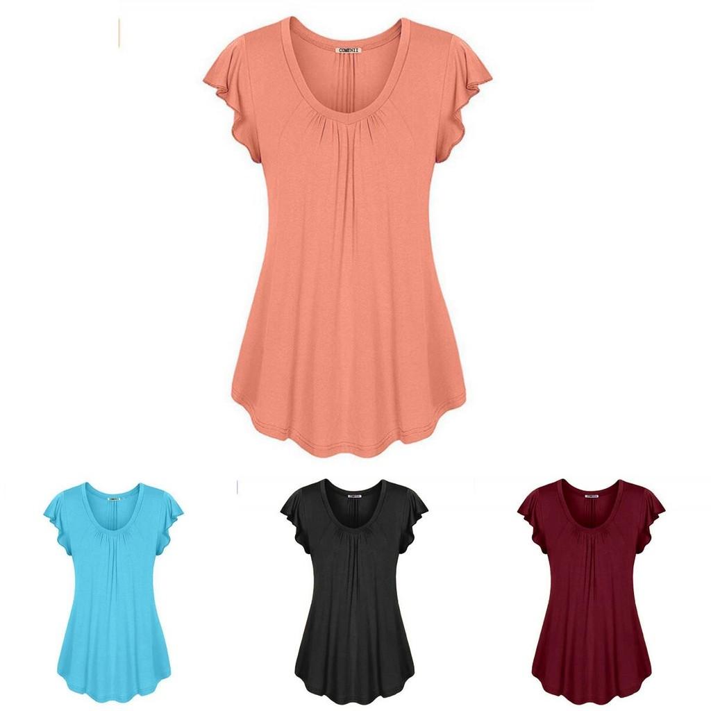 Plus Size Women's Summer Short Sleeve Blouse T Shirt Tops Casual Loose Tunic Tee For Effortless Style And Comfort