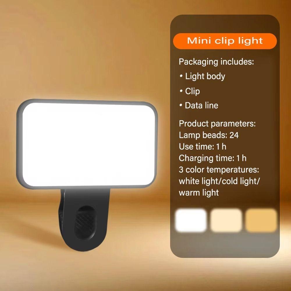 Adjustable Brightness Selfie Fill Light 3 Modes LED Fill Light  Laptop Use