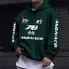Racing Team Front Sleeve Same Print Hooded Sweater Loose Shoulder Men and Women