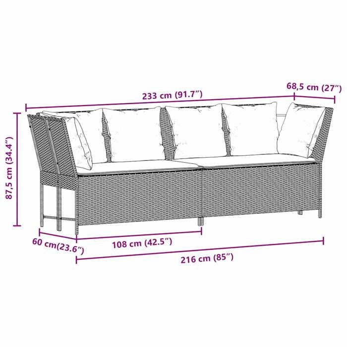 VidaXL Garden Sofa with Beige Cushions Braided Resin, Outdoor Sofa, Garden Loveseat, Outdoor Furniture, 4104126