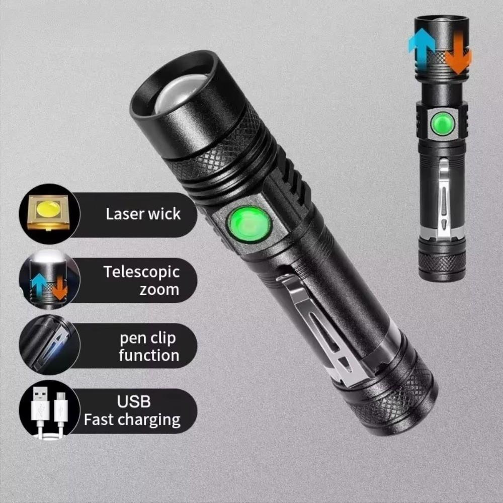 Rechargeable LED Torch USB Charging Bicycle Light Portable Ultra Bright Flashlight