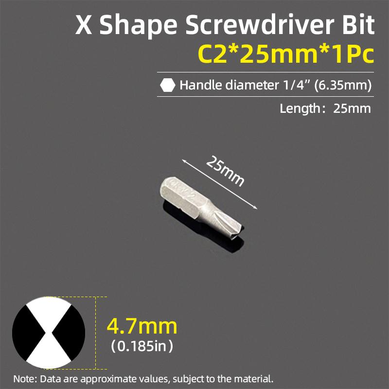 Biți Șurubelniță Formă X C1 C2 C3 Bit Șurubelniță Cap Special Coadă Hexagonală 1/4” 25mm Reparație Burghiu Electric Unelte de Mână Accesorii