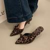 2025 New High Quality Women Shoes Bow Knot Leopard Print High Heel Slippers Women Slippers Sandals