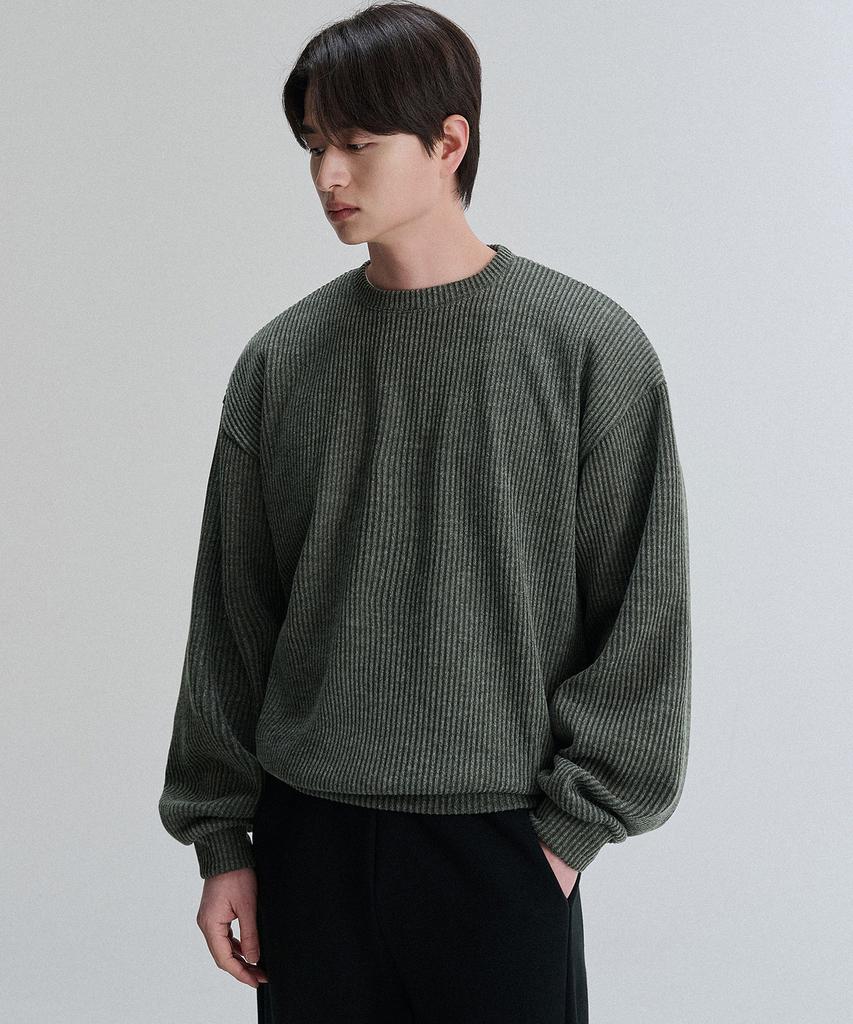 CREEDMENS Simple Rib Over Knit Fabric (Khaki)