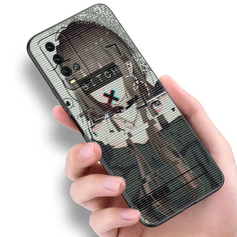 Anime Sad Girl Phone Case For Xiaomi Redmi Note 5 6 9T K20 K40 K50 Pro 7A 8A 9A 9C 9i 10A 10C A1 S2 Soft TPU Black Cover