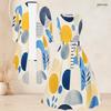 Women Plus Size Two Piece Set 3 4 Sleeve Open Front Cardigan Sleeveless Striped Printed Tie Waist Flared Dress