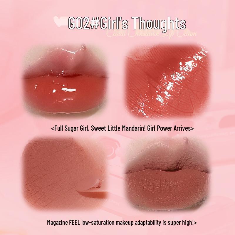 

Gogotales Double-Ended Lip Gloss with Mirror: Long-Lasting, Nude Shades Lip Gloss and Lip Mud