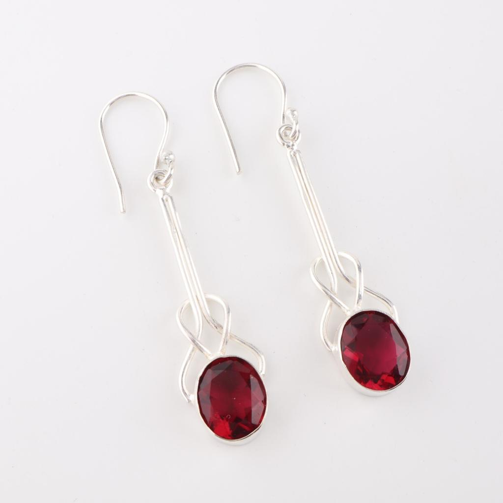 Pink Rubellite Gemstone 925 Sterling Silver Jewelry Handmade Drop Earrings 1.76" EE-171-11