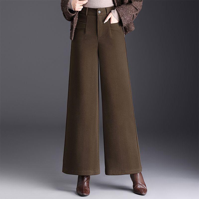 New Women's High-Waisted Loose Woolen Wide-Leg Pants
