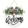 Welcome Sign for Front Door Wreath Decorations Bows Front Door Porch Hangings Decors for Farmhuose Home Outdoor Indoor top sale