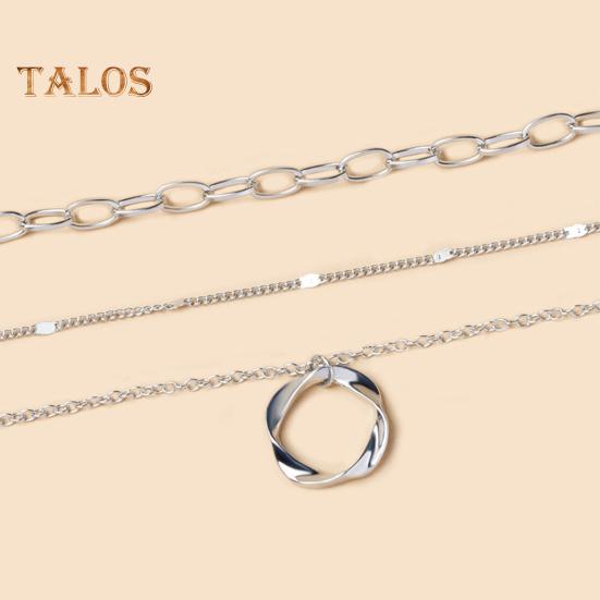 3Pcs Layered Stackable Choker Necklace Exquisite Circle Pendant Clavicular Chain Jewelry for Women Teen Girls Hypoallergenic Versatile Sweet Necklace