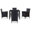 Set da pranzo da giardino 5 pezzi in polyrattan nero