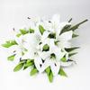 5Pcs 38cm White Lily Artificial Flowers Party Wedding Bridal Bouquet Fake Plant for Living Room Home Garen Decoration Real Touch