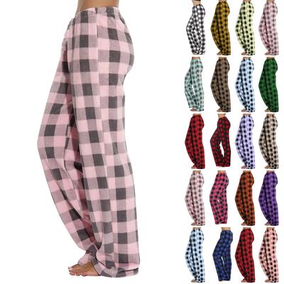 Women  Winter Plaid Pants Full Length Long Trousers Sports Pants