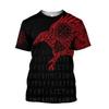 Summer Round Neck 3D Viking Tattoo Print Top Fashionable Casual Short Sleeved Men's T-shirts