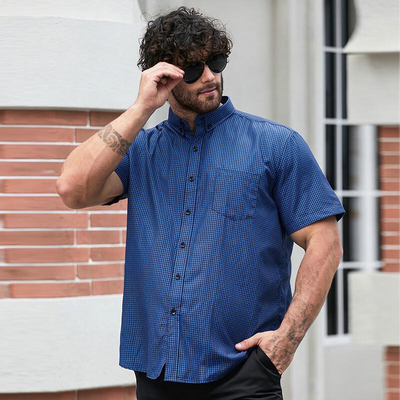 Men's Plus Size Plaid Short Sleeve Shirt