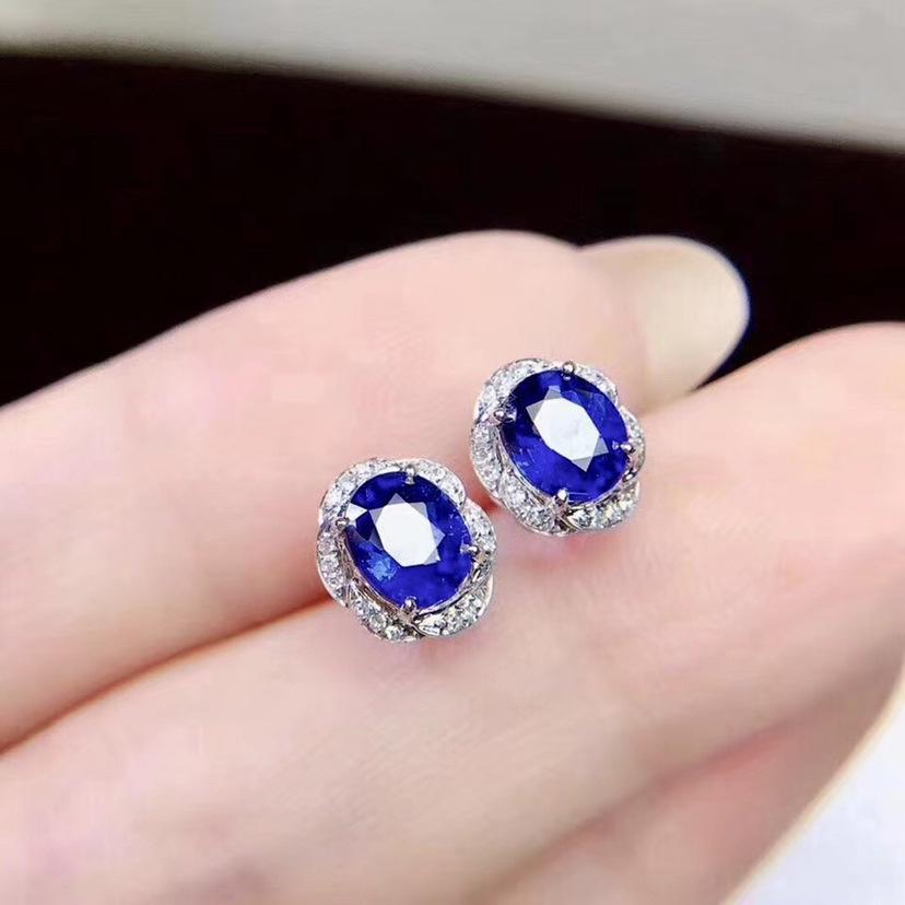 Elegant Full Diamond and Simulated Sapphire Earrings for Women - Trendy Colored Gemstone Jewelry